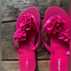 Mini Melissa Harmonic garden pink flip flops kids 3
